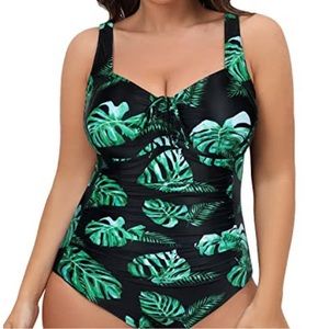 Daci Black Green Ruched Tummy Control floral Sze 14W New With Tags